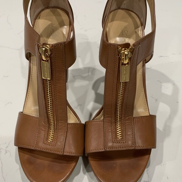 MICHAEL Michael Kors Shoes - Michael Kors Berkley Leather Zip-Up Block Heels